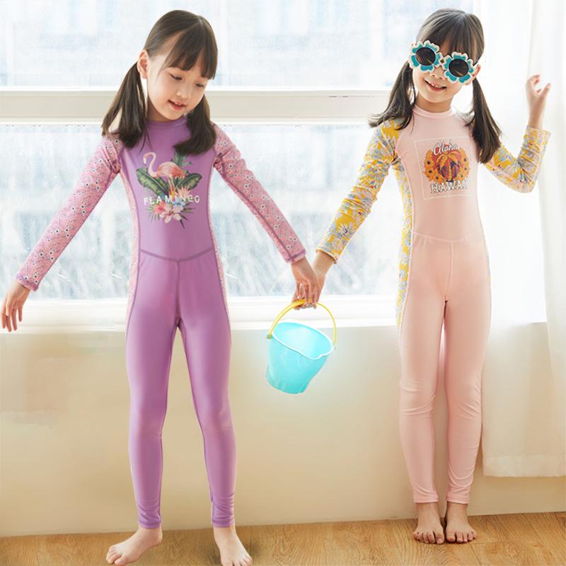 子供 水着 女の子 長袖 長ズボン オールインワン ラッシュガード スイムウェア ジ...