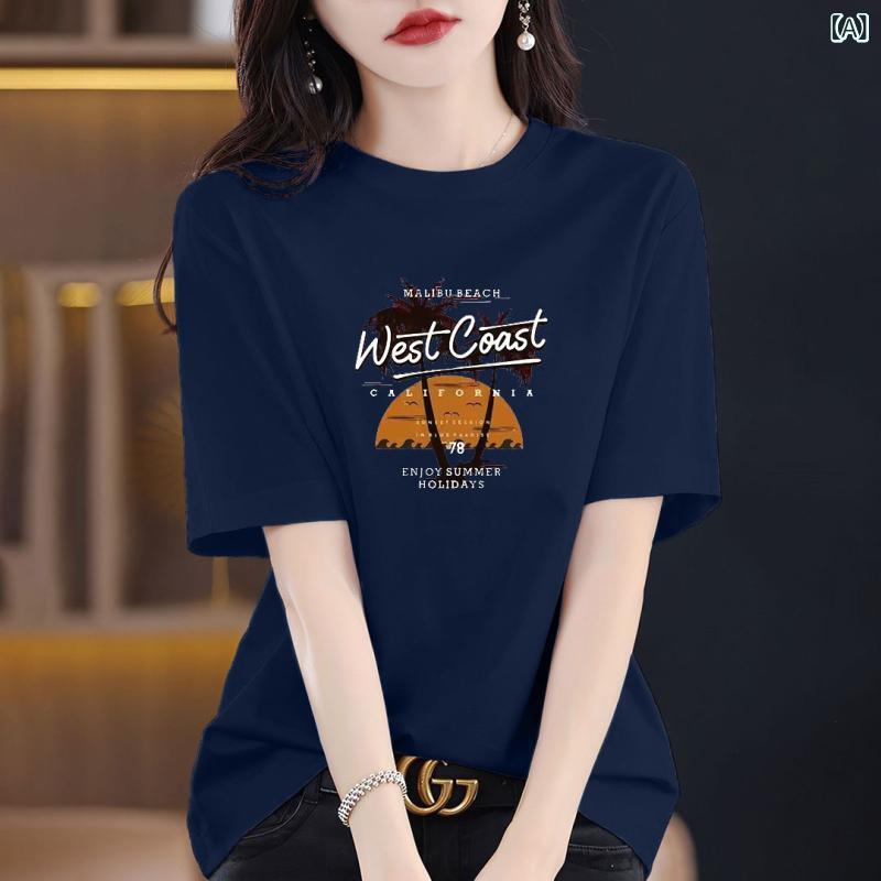 Tシャツ 半袖 レディース 綿100% ゆったり 大きいサイズ 体型カバー 着痩せ カットソー トップス プルオーバー カジュアル 丸首 クルーネック 無地 お出かけ デート 旅行 通勤 通学 夏 30代 emuland-store-10805551 emuland パッケージ画像