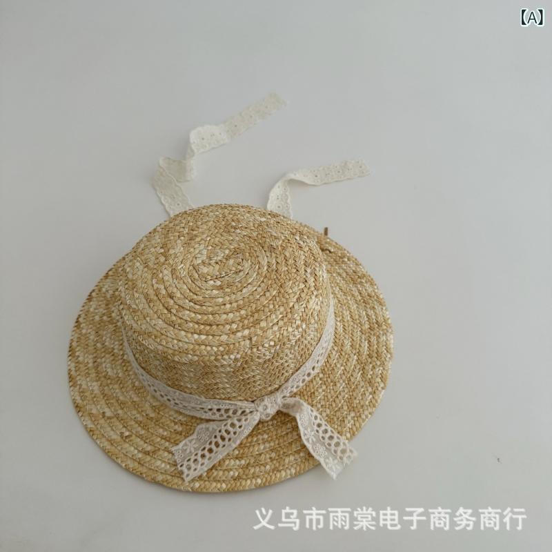 キッズ 麦わら帽子 男の子 女の子 ストローハット 遮光 日よけ 紫外線対策 レース リボン 夏 旅行 海 ビーチ リゾート プール 通園 通学 かわいい