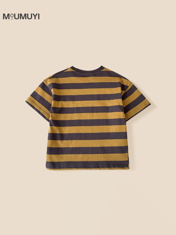 キッズ セットアップ 男の子 ボーイズ 半袖 Tシャツ ハーフパンツ ストライプ柄 カーゴパンツ 上下セット トップス ボトムス ジュニア 子供服 韓国風 おしゃれ 通園 通学 旅行 お出かけ 夏