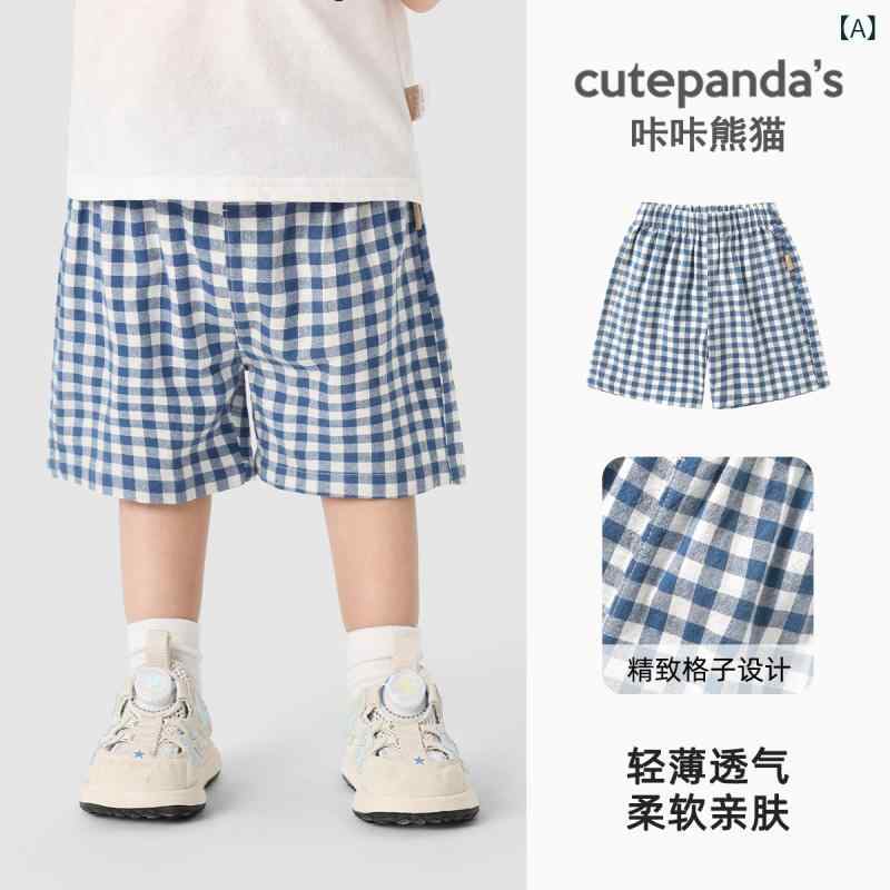 ・カテゴリ: キッズパンツ・スタイル: カジュアル・主な素材: コットンブレンド・素材割合: 綿40%〜50.5%・安全基準: A類・パンツ丈: ショートパンツ・対象性別: ユニセックス・対象年齢: 1〜3歳（身長80〜100cm）・柄: キャラクター・ウエスト: ミディアムウエスト・カラー展開: ブルー格子、ピンク格子、白黒格子・サイズ展開: 73cm、80cm、90cm、100cm、110cm、120cm