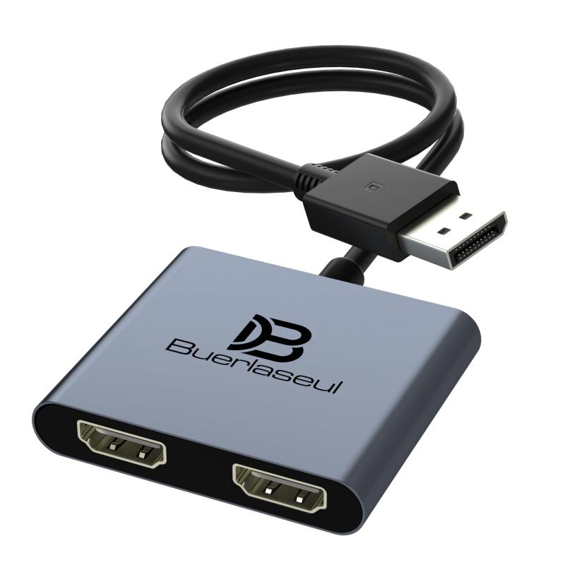 DisplayPort to デュアル HDMI 分配器1入力2出力 4K@60Hz対応2つのHDMIポートDisplayPort to デュアル HDMI 分配器1入力2出力 4K@60Hz対応2つのHDMIポート