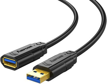 AMPCOM　USB延長ケーブル　1M USB3.0 Aオス-Aメス　5Gbps高速データ転送　USBケーブル 金メッキコネクタ　延長コード