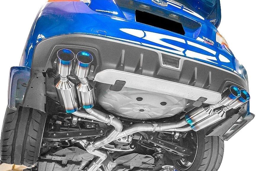 【M 039 s】 SUBARU WRX STI VAG 専用 両側 4本出し フル チタン マフラー 事前認証取得 ／ ROWEN ／ ロエン／／ PREMIUM01TR HEAT BLUE TITAN EXHAUST ／ スバル CBA-VAB ／ 1S006Z02TR 純正 ROWENリアバンパー対応