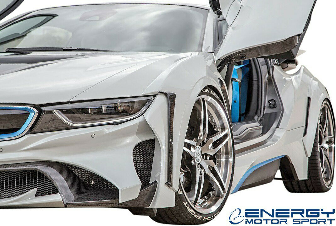  BMW i8 I12/I15 ( 2014y- ) ENERGY MOTOR SPORT スタンダードエディション ダクト付 オーバーフェンダーキット 前後 / 左右 4PCS ／／ FRP 未塗装 エナジーモータースポーツ エアロ パーツ エクステリア カスタム ドレスアップ アイエイト ワイドフェンダー B38K15A