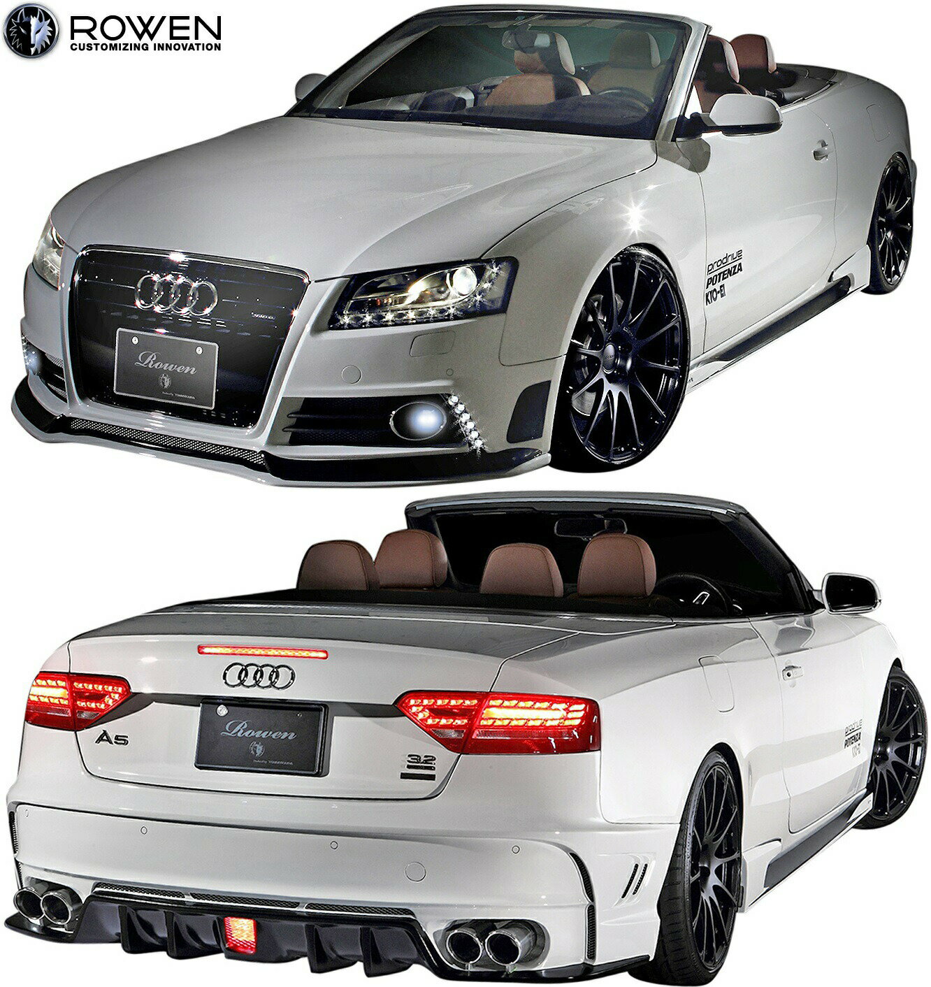 【M's】 アウディ A5 S5 8T 前期 (2009.08-2011.12) ROWEN スタイルキット-I フルエアロ 3点 ／／ FRP 未塗装 ロエン ローウェン ロウェン エアロ パーツ エアロキット フルキット セット カスタム シンプル 外装 AUDI 2ドア クーペ カブリオレ コンバーチブル 狼炎 1A006X00