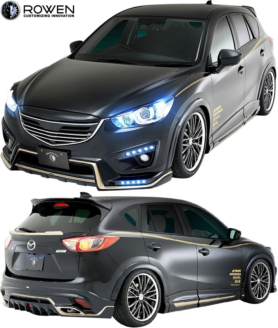 【M's】 MAZDA CX-5 前期 KE# (2012.02-2015.01) ROWEN フルエアロ フルキット 3点 FRP セット ロェン ロウェン ローウェン ローエン 狼炎 トミーカイラ エアロ パーツ 部品 社外品 外装 改造 カスタム ドレスアップ エクステリア マツダ CX5 1Z001A00 1Z001J00 1Z001P00