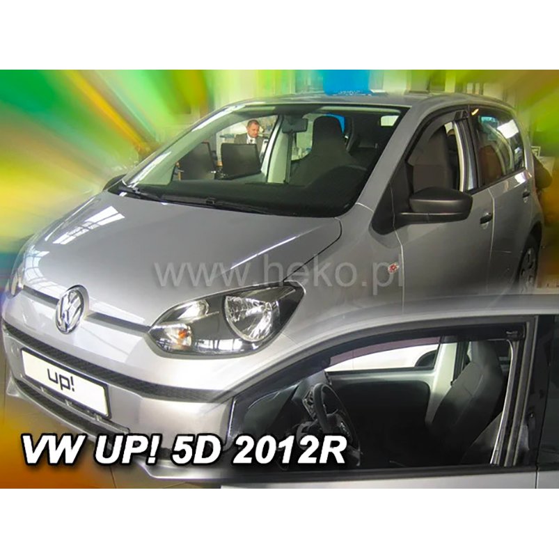 【M 039 s】VW UP アップ AA ハッチバック 5ドア (2012-) HEKO フロント ドアバイザー サイドバイザー 左右 ／／ 社外品 ヘコ フロントバイザー 雨よけ ダーク スモーク セット パーツ 部品 外装 フォルクスワーゲン 4582626811551 331192