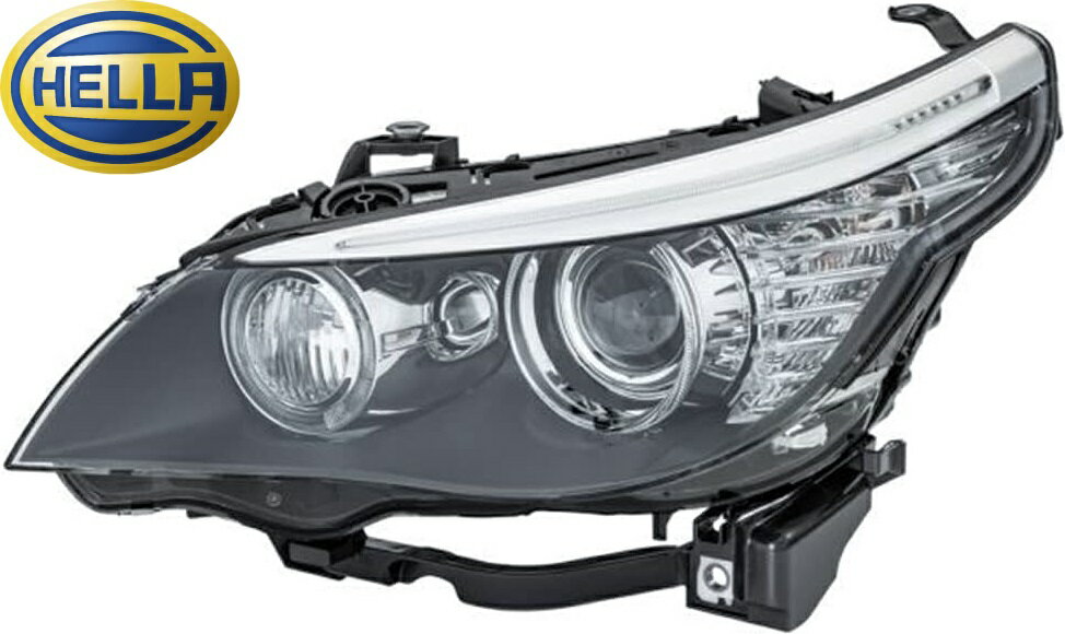 【M’s】 E60 E61 BMW 5シリーズ LCI 後期 (2007.6-2010.3) HELLA バイキセノン ヘッドライト ヘッドランプ 左側 左 L (AC付) セット 純正OEM ヘラ 社外 パーツ 部品 ライト レンズ M-SPORT Mスポーツ ハイライン イカリング エンジェルリング 63127045693 6312-7045-693