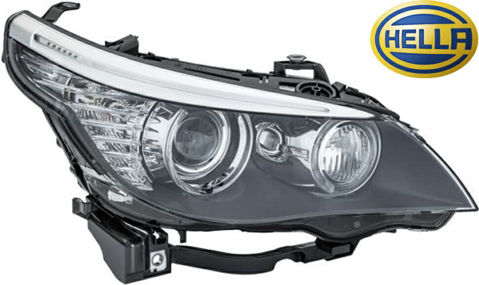 【M’s】 E60 E61 BMW 5シリーズ LCI 後期 (2007.6-2010.3) HELLA バイキセノン ヘッドライト ヘッドランプ 右側 右 R (AC付) セット 純正OEM ヘラ 社外 パーツ 部品 ライト レンズ M-SPORT Mスポーツ ハイライン イカリング エンジェルリング 63127045694 6312-7045-694