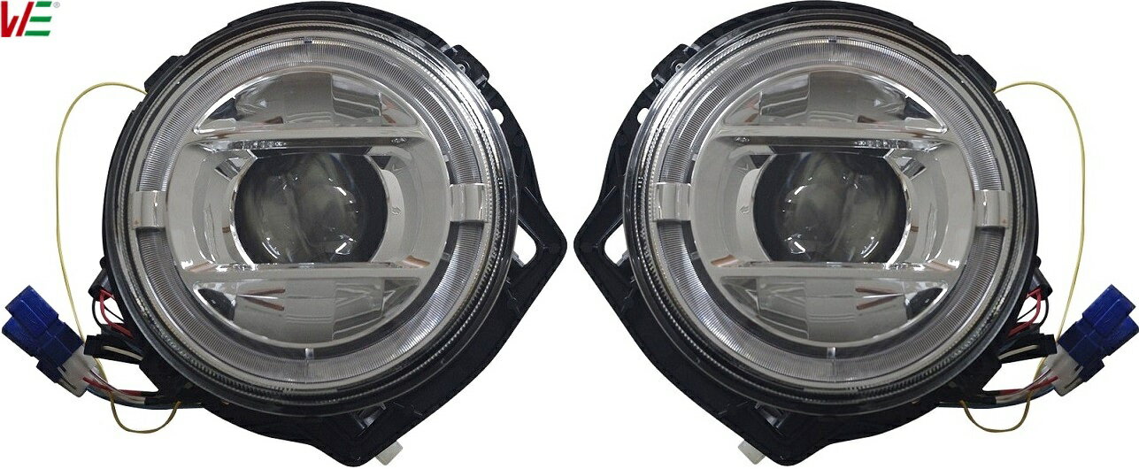 【M’s】 W463 ベンツ AMG Gクラス 前期 (1986y-2006y) HOWELL W463Aスタイル ヘッドランプ ヘッドライト 左右 (クローム) 社外品 パーツ 部品 カスタム ドレスアップ 改造 外装 ゲレンデ 300GE G320 G500 G55 W463A ルック LOOK ライト ハウエル GW-A10-BZ0130G-RHD-CH