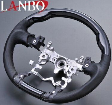 Rakuten - 【M's】トヨタ アクア NHP10(2011y-)LANBO ガングリップタイプ コンビステアリング(黒木目調)／TOYOTA AQUA 社外品 ランボ ハンドル パンチングレザー ブラックレザー バーズアイ
