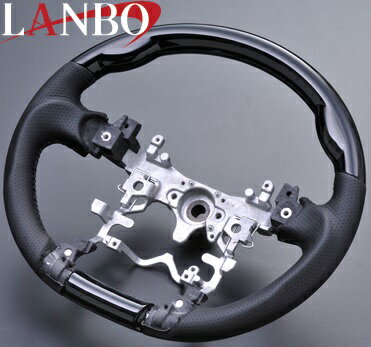 【M's】トヨタ アクア NHP10(2011y-)LANBO ガングリップタイプ コンビステアリング(ピアノブラック)／TOYOTA AQUA 社外品 ランボ ハンドル パンチングレザー ブラックレザー
