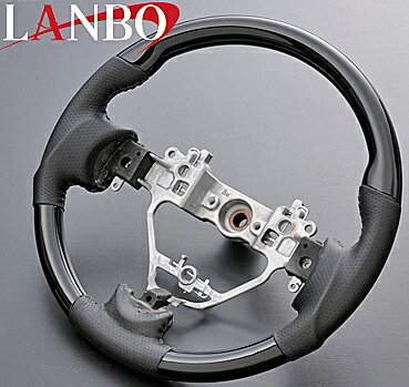 【M's】スズキ エブリィ ワゴン(DA17W)LANBO ガングリップタイプ コンビステアリング(ピアノブラック)／／社外品 SUZUKI EVERY WAGON ランボ ハンドル パンチングレザー