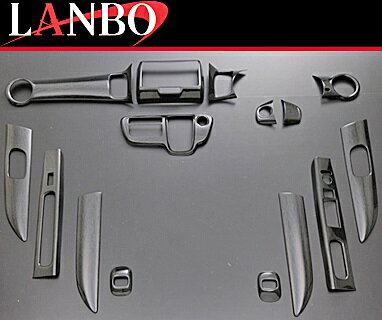 HONDA - 【M's】ホンダ N-BOX(JF1/JF2)LANBO製 3Dインテリアパネル 15ピースセット (黒木目調)／／社外品 ABS樹脂 ランボ オリジナル 室内パネル HONDA NBOX Nボックス パネルセット バーズアイ