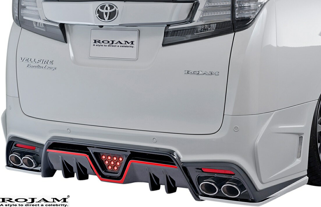 【M's】トヨタ ヴェルファイア 30系 前期 (2015/1-2017/12) ROJAM IRT GENIK リアバンパースポイラー (LED.Ver) LEDバックフォグ付属 FRP 未塗装 22-rb-va30 ロジャム エアロ リアスポイラー リアスカート バンパー VELLFIRE ヴェルファイア30 30ヴェルファイア