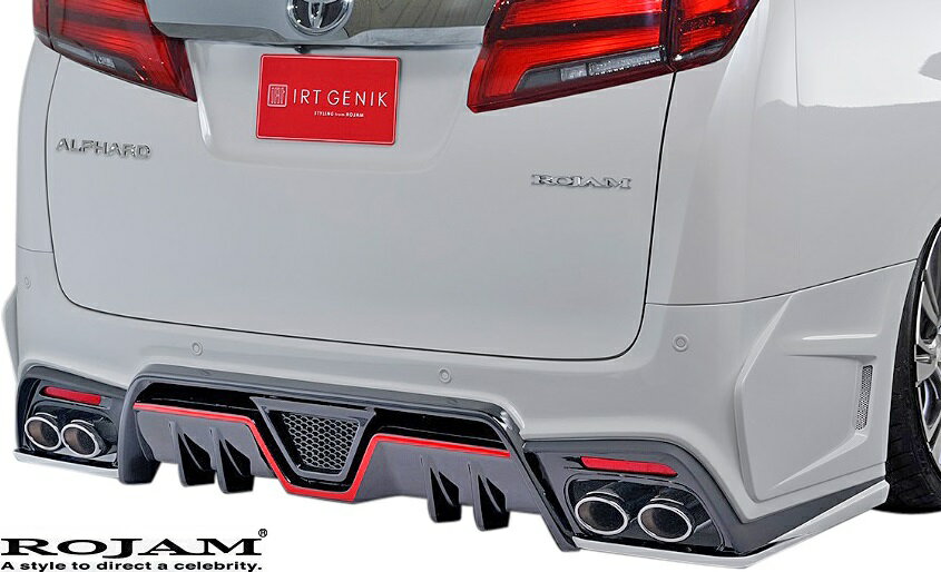 【M's】トヨタ アルファード 30系 後期 (2018/1-) ROJAM IRT GENIK リアバンパースポイラー (LEDレス.Ver) FRP 未塗装 ロジャム エアロ リアスカート リヤ TOYOTA ALPHARD アルファード30 30アルファード 未塗装 受注生産 22-rb-va301