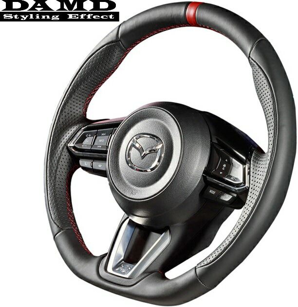 【M's】マツダ CX-3(DK) CX-5(KF) CX-8(KG) デミオ(DJ) アクセラ(BM/BY) DAMD スポーツステアリング (ナッパレザー)／／SS360-M(L) ダムド ハンドル ステアリング MAZDA CX3 CX5 CX8 DEMIO AXELA