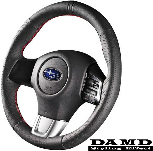【M's】スバル レヴォーグ(VMG/VM4) WRX STI/S4(VAB/VAG) DAMD スポーツステアリング 本体 (ブラックレザー×レッドステッチ)／／SS360-RS SS360RS ダムド ハンドル ステアリング SUBARU