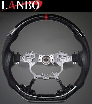 【M's】 210系 クラウン アスリート ロイヤル (2012.12-2018.6) LANBO プレミアム スポーツ ステアリング ハンドル (フォージドカーボン×リアルレザー) ランボ パーツ 部品 内装品 インテリア カスタム Dシェイプ ガングリップ 210クラウン 210 クラウンアスリート CB012C