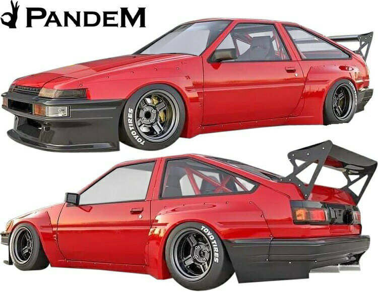 【M's】トヨタ AE86 スプリンタートレノ 後期 PANDEM ワイドボディ フルキット 6点／／ハチロク パンデム FRP製 エアロ カスタム シンプル オーバーフェンダー ワイドフェンダー フルエアロ エアロキット エアロセット フルキット フルセット TRUENO 86 トレノ