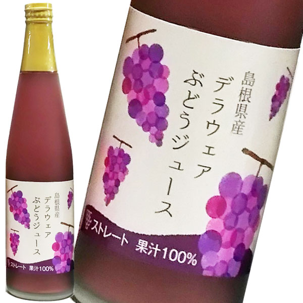 ぶどうジュース 100パーセント ストレート ぶどうジュース デラウェア 500ml×2本 島根ワイナリー