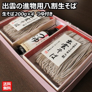 そば 出雲そば 進物用八割生そば 生そば200g×4 濃縮つゆ200ml 小早川製粉 配送エリア限定