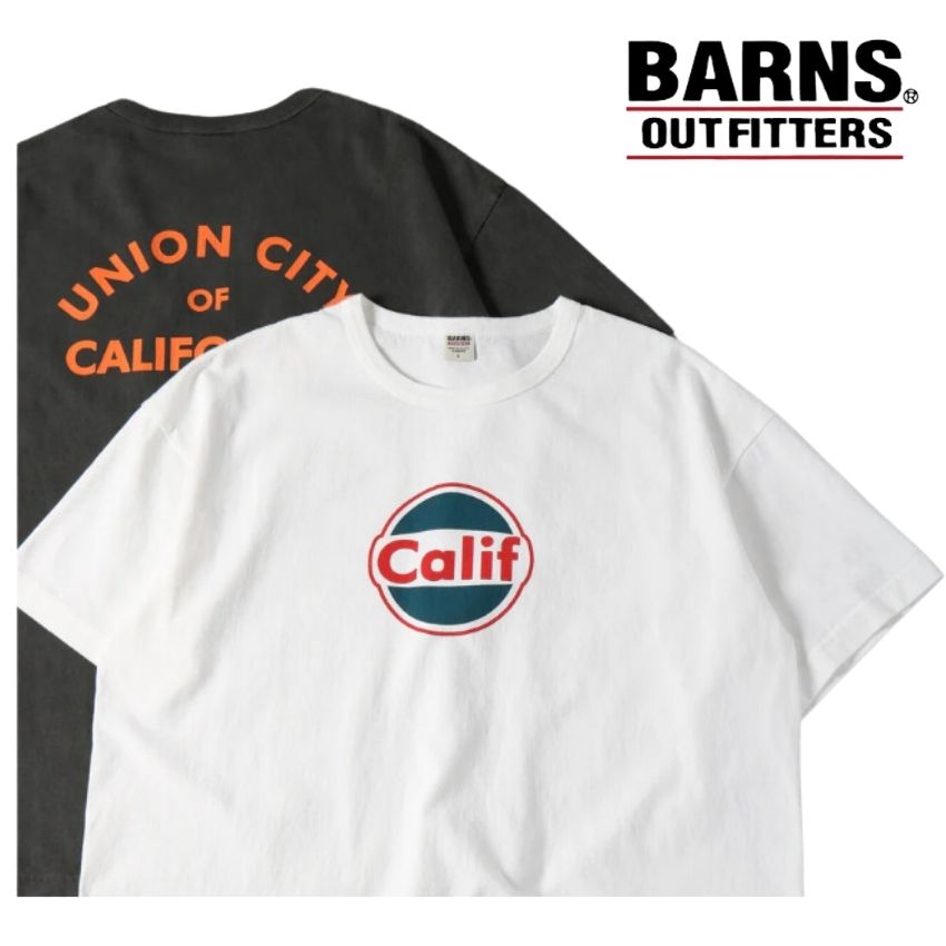  バーンズ アウトフィッターズ BR-24302 "Calif” プリント S/S 半袖 Tシャツ ピグメント染　ヘビーウエイト ビンテージ風 吊編み 丸胴 クルーネック メンズ ブランド アメカジ バイカー ミリタリー 大人のTシャツ 日本製