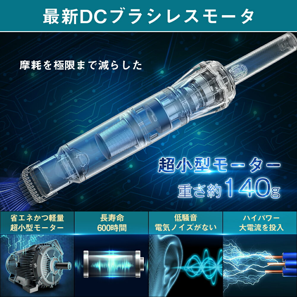 ハンディクリーナー12Kpaブラシレスモーターコードレス24分間連続稼働充電式サイクロン収納充電2in1超強吸引力車内紙パック不要車用掃除機コードレス掃除機ハンディクリーナーそうじきそうじ機MOOSOOK12