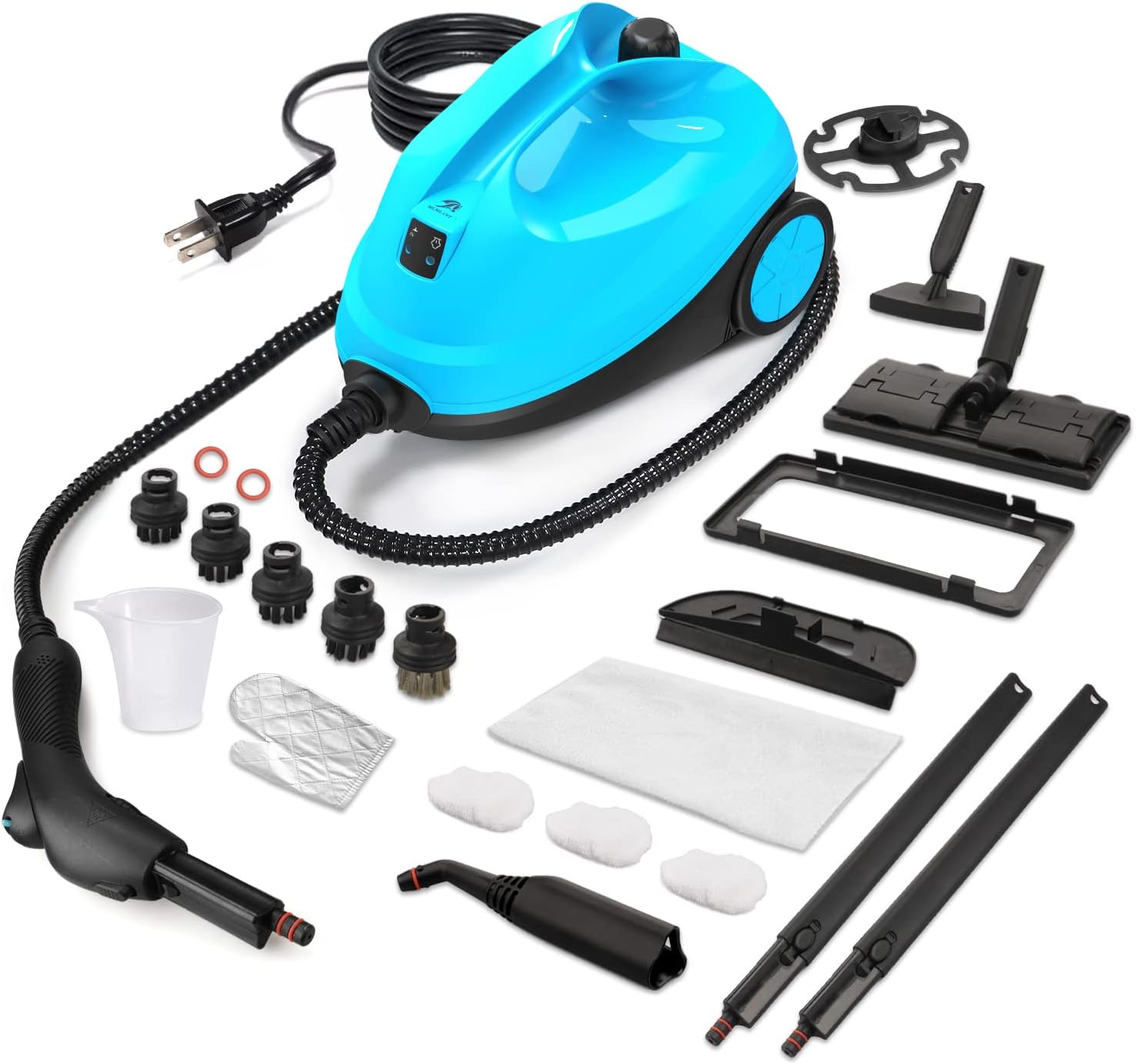 高温スチームクリーナー1.5L大容量、除菌 消臭 掃除 スチームくクリーナー 高温高圧蒸気洗浄機キッチン カーペット フローリング スチーム クリーナー、加圧スチームクリーナー多目的および多面すべての自然で化学薬品を使用しない家庭【21個セット】のサムネイル