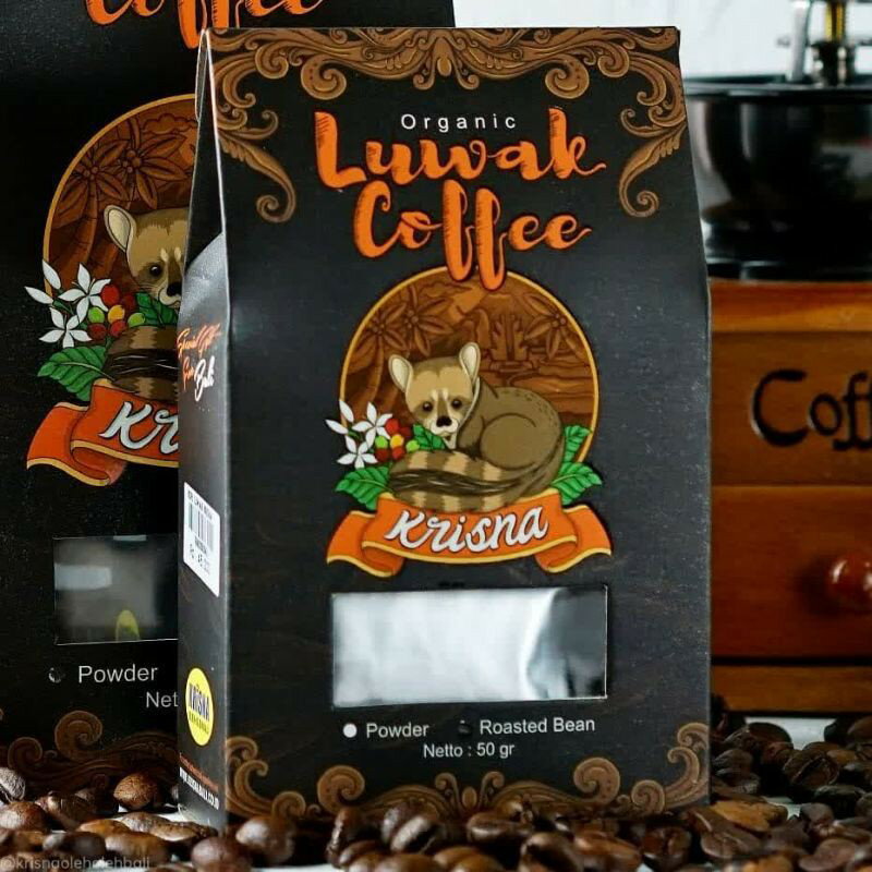 コピルアック Kopi Luwak 50g Krisna kaxtuko【パウダー】コピ ルアク 黒 培煎コーヒー 球豆 生豆 培煎豆 豆 ストレートコーヒー 自家培煎 弧球培煎 煎りたて 新鮮 中細挽き ジャコウネコ お取り寄せ 美味しい 浅煎り 中煎り 深煎り 超希少 期間・数量限定のサムネイル
