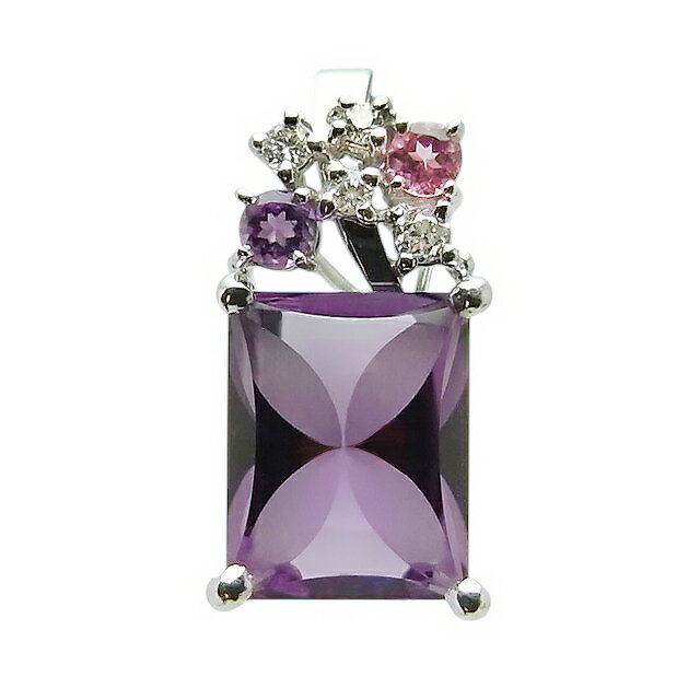乐天商城 - Hana/工藤嘉子アメシストペンダントK18WG 2.32ct A0.05ct T0.05ct D0.07ct 3.1g【中古】程度SA【smtb-m】