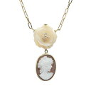 シェルカメオシェルダイヤモンドネックレスK18 0.03ct 6.1g【中古】程度SA【smtb-m】
