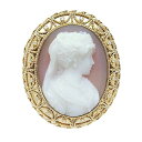 メノウカメオダイヤモンドブローチ/ペンダントK18 0.20ct 27.1g【中古】程度SA【smtb-m】