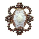 シェルカメオガーネットブローチ/ペンダント750 11.6g【中古】程度SA【smtb-m】
