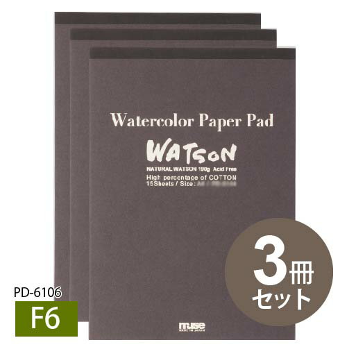 【送料無料】【スケッチブック3冊まとめ買い!】ワトソン PDパッド F6(419×328) 厚口 190g 天糊・蝶型 15枚 国産高級水彩紙 3冊セット販売