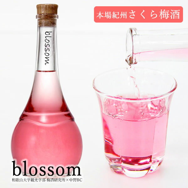 【紀州梅酒】blossom（ブロッサム）さくら梅酒 500ml《和歌山大学の女子大生と共同開発》【金箔入り】【梅酒 瓶 おしゃれ】【結婚記念日／誕生日プレゼント／成人祝／バレンタイン／女子会】