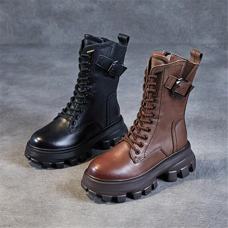 厚底 ブーツ レディース ワークブーツ レトロ エスニック ワーク 6cm 身長アップ ショートブーツ 歩きやすい きれいめ 細身 美脚 おしゃ