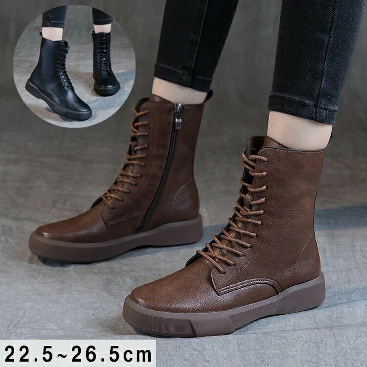 レースアップブーツ ショートブーツ レディース 牛革 チェルシーブーツ エンジニア ブーツ 楽ちん 柔らかい 疲れない フラット 本革 靴