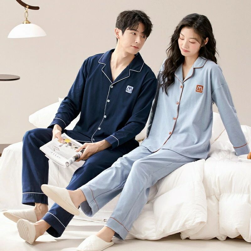 ペア パジャマ 長袖 男女2着 セット 綿100％ 大きいサイズ セットアップ カップル 秋冬 ルームウェア ..