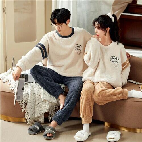 ペア パジャマ 冬 もこもこ 男女2着 セット ペアパジャマ モコモコ メンズ ペアパジャマ カップル 秋冬..