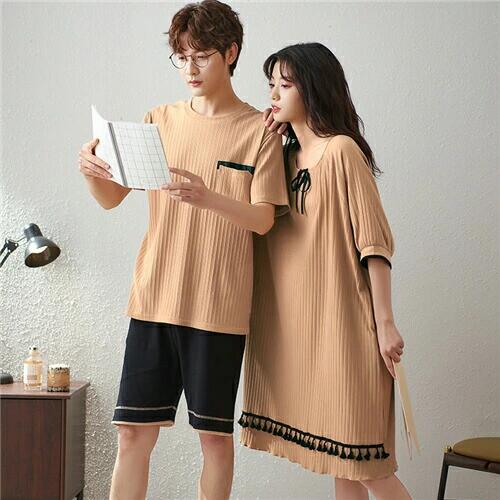 「スーパーSALE半額」ペア パジャマ 半袖 春夏 レディース ワンピース パジャマ ギフト カップル ペア ルームウェア 夏 結婚祝い プレゼント ペア パジャマ