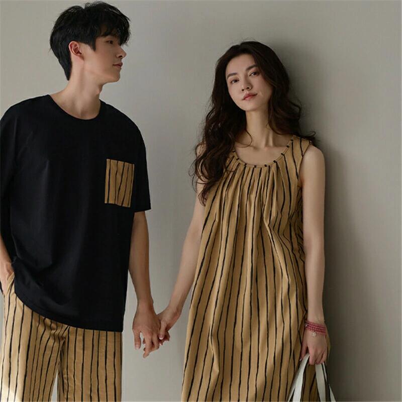 ペア パジャマ 半袖 夏 男女2着 セット 春 ワンピース カジュアル カップル 柔らかい タンキニ ルームウェア 高級 春夏 ペアパジャマ 結