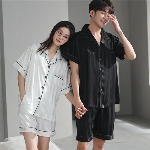 洗える 合成 シルク パジャマ レディース 高級 パジャマ 半袖 夏 ペアパジャマ 春夏 シルク パジャマ カップル ペア ルームウェア カッ