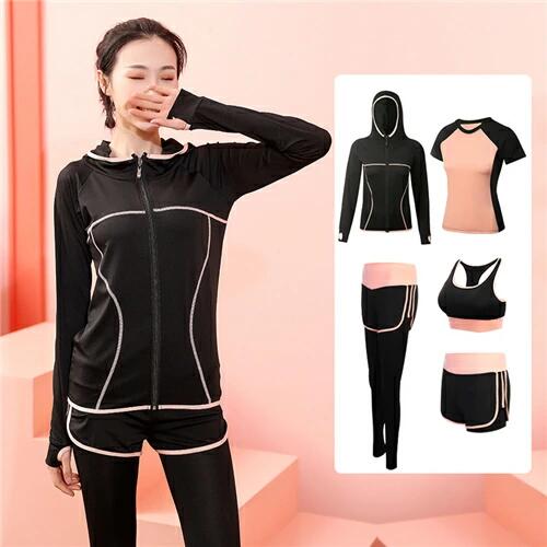 「スーパーSALE半額」ランニングウェア レディース 5点セット 春夏 かわいい トレーニングウェア ジム..