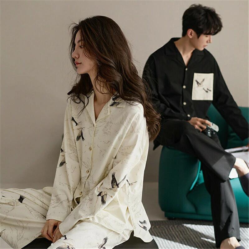 ペア パジャマ 長袖 男女2着 セット 綿 柔らかい シンプル 長袖トップス ルームウェア ポリエステル 冬..