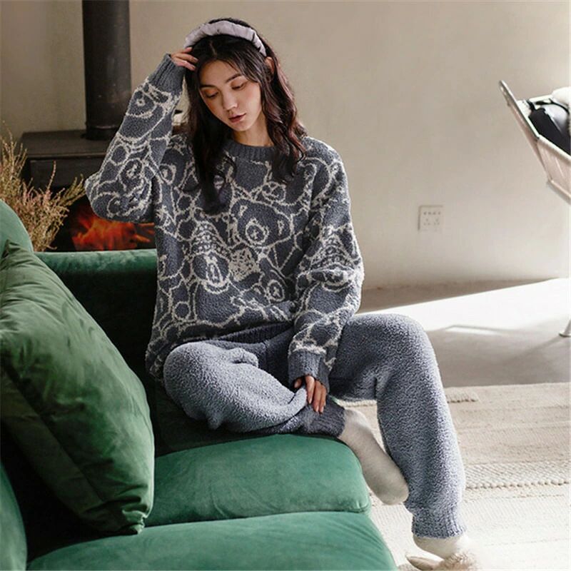 ペアパジャマ もこもこ 冬 男女2着 セット ソフト カップル パジャマ 秋冬 ルームウェア おしゃれ ペア..