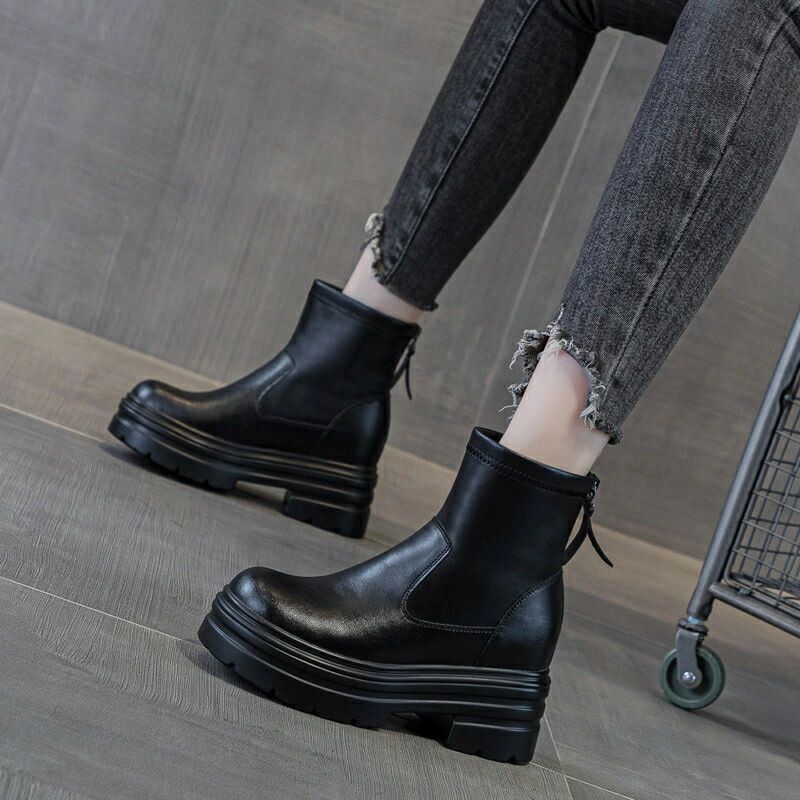 厚底 ブーツ レディース ワークブーツ ワーク ストリートコーデ 秋冬 7cm ショートブーツ 歩きやすい きれいめ 細身 美脚 おしゃれ 厚底