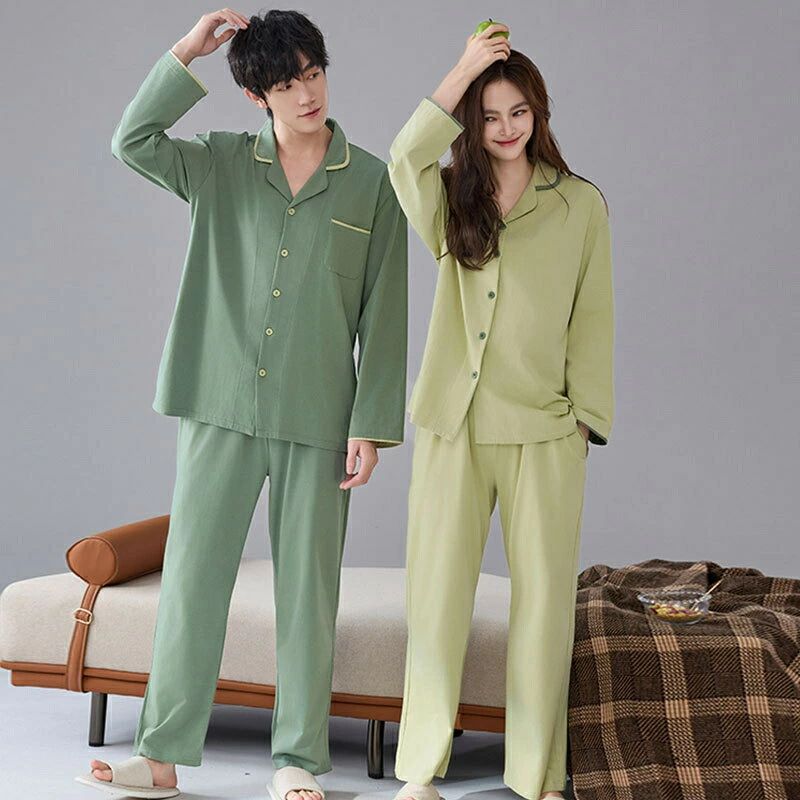 ペア パジャマ 長袖 男女2着 セット 綿100％ 無地 カップル 抗菌 春 秋 長袖トップス ルームウェア 冬 ..
