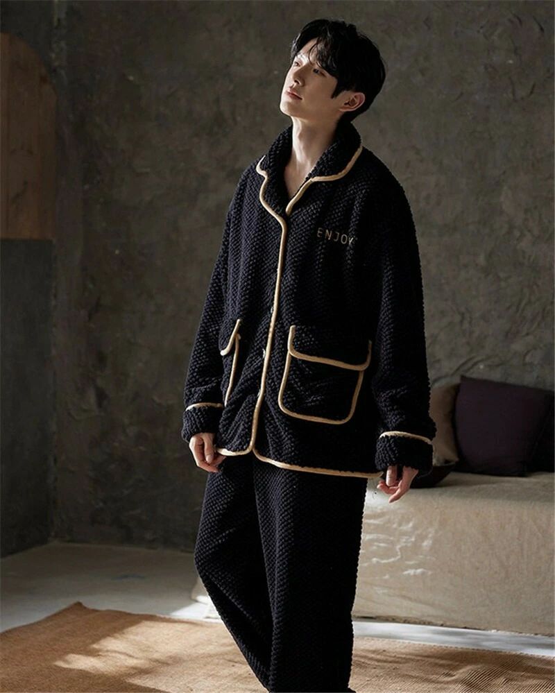 ペアパジャマ もこもこ 冬 男女2着 セット 裏起毛 無地? セットアップ 前開き おしゃれ ペア ルームウ..